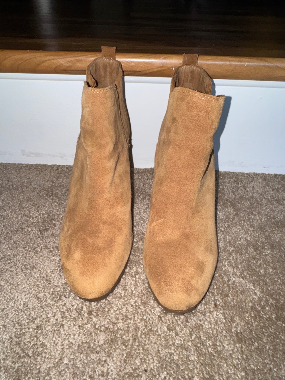 Gianni Bini Suede Chelsea Wedge Boots in Tan